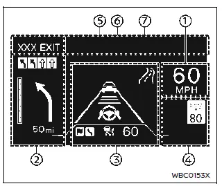 Nissan Ariya. Head Up Display (HUD)